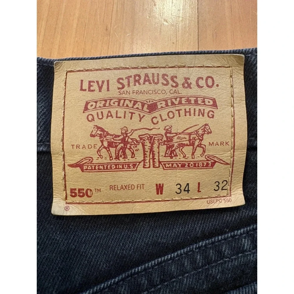Vintage Levi's 550 Black Jeans Men's 34x32 Relaxed Fit Made in Canada Grunge